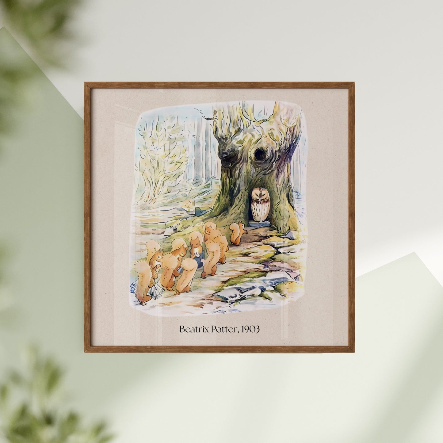 Children's Wall Art Vintage Style, Feat. Beatrix Potter Illustration Owl Island