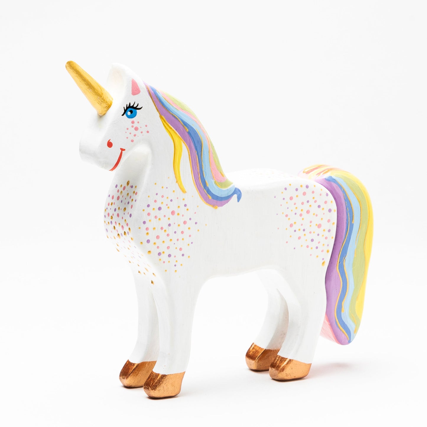 Wooden Unicorn Figure - Rainbow Unicorn Figure for Imaginative Play