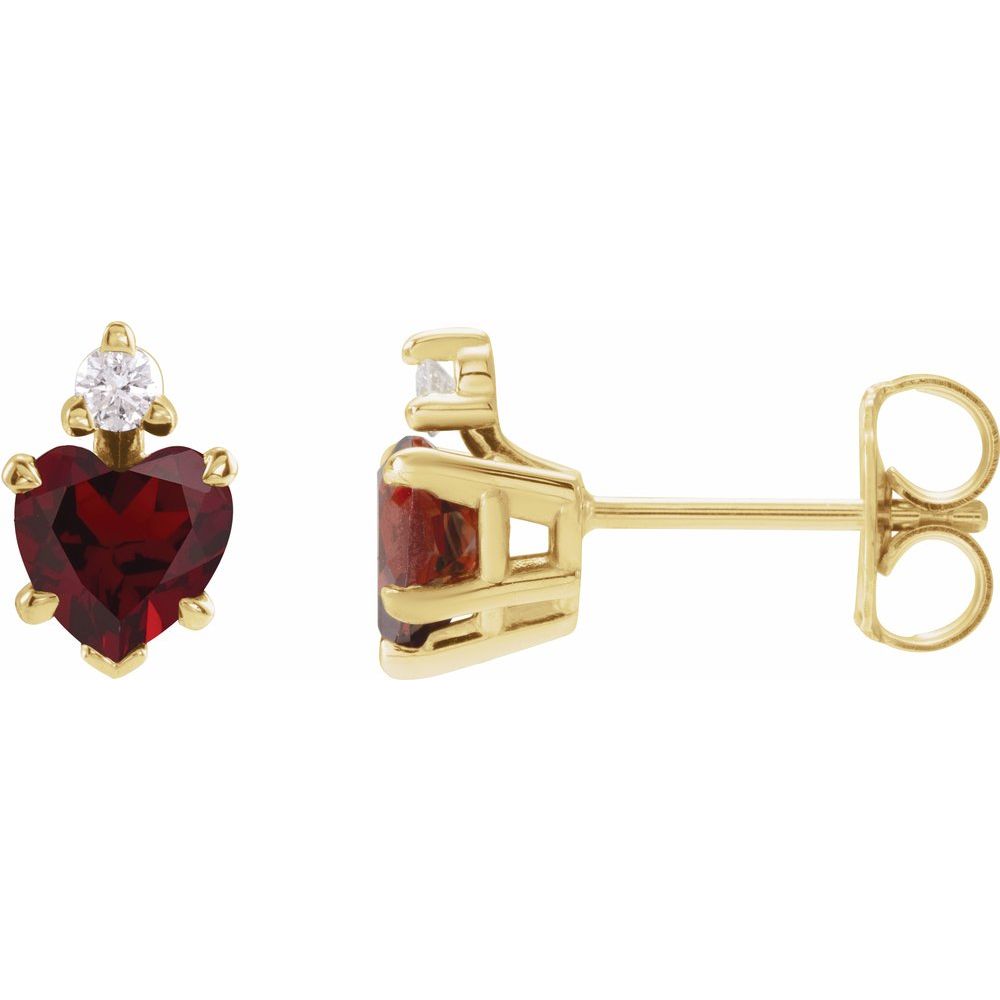 Deepest Love Studs - Real Gold & Garnet Stud Earrings