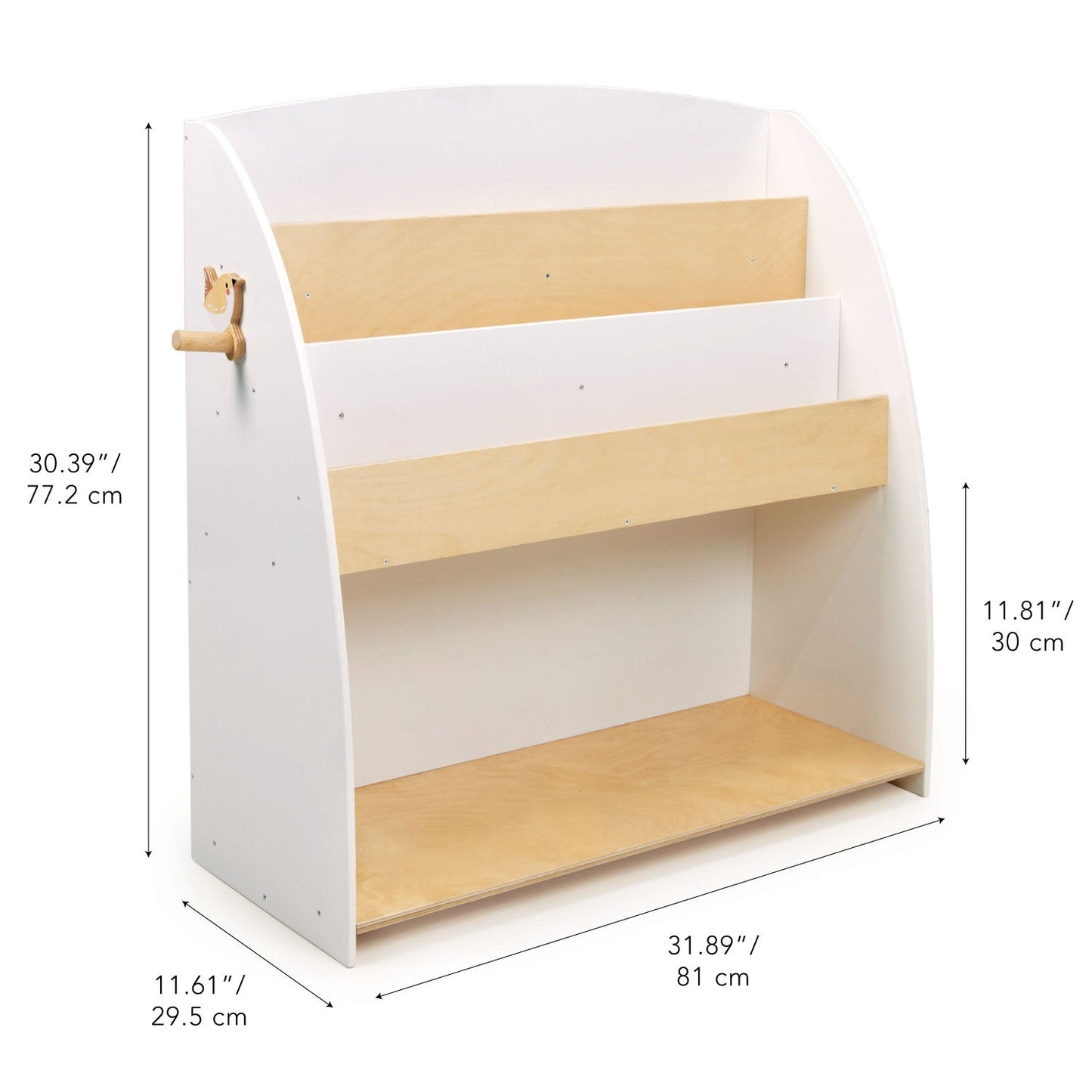 Forest Book Case - White and Beige Wooden Preschool Bookcase