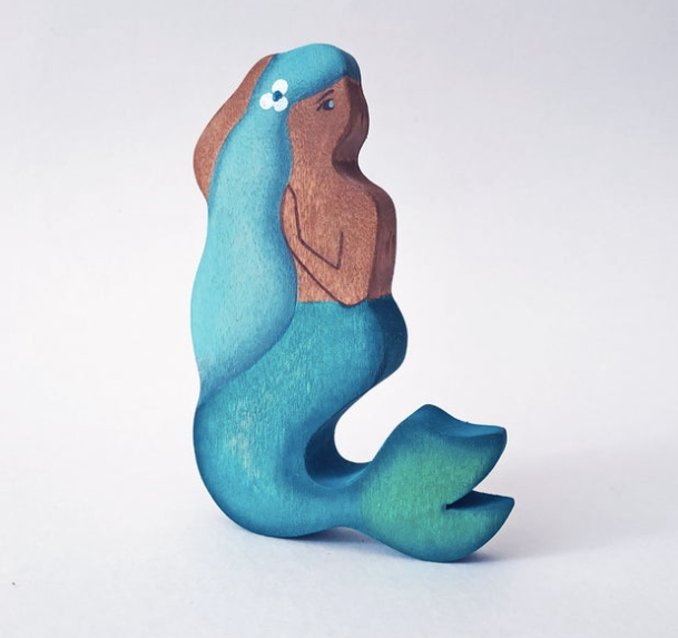 Wooden Mermaid Figure for Imaginative Play