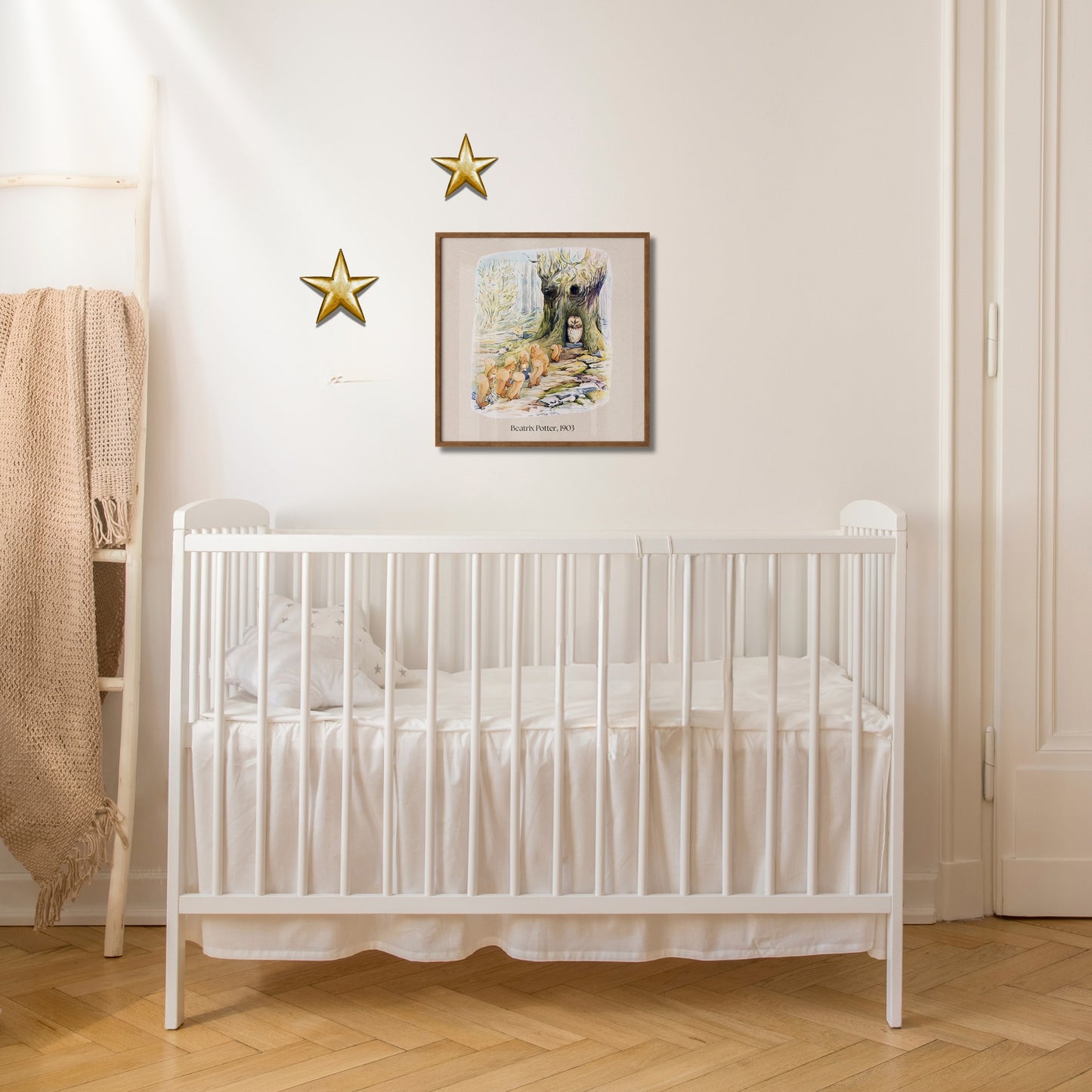 Children's Wall Art Vintage Style, Feat. Beatrix Potter Illustration Owl Island