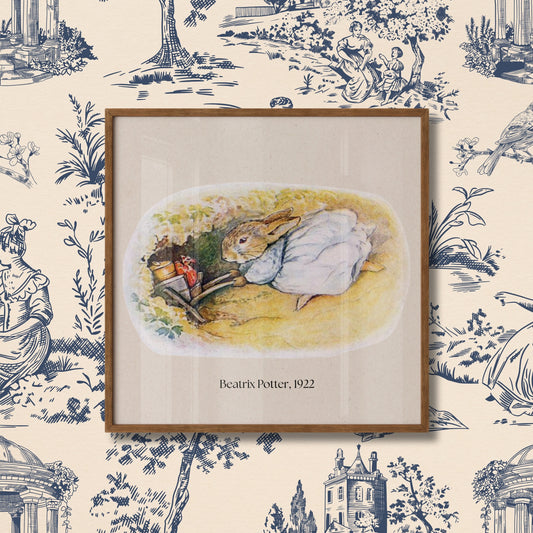 Children's Wall Art Vintage Style, Feat. Beatrix Potter Bunny Rabbit Illustration