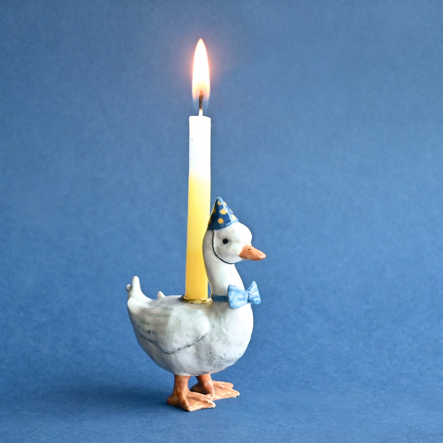 Goose Cake Topper - Blue Bowtie