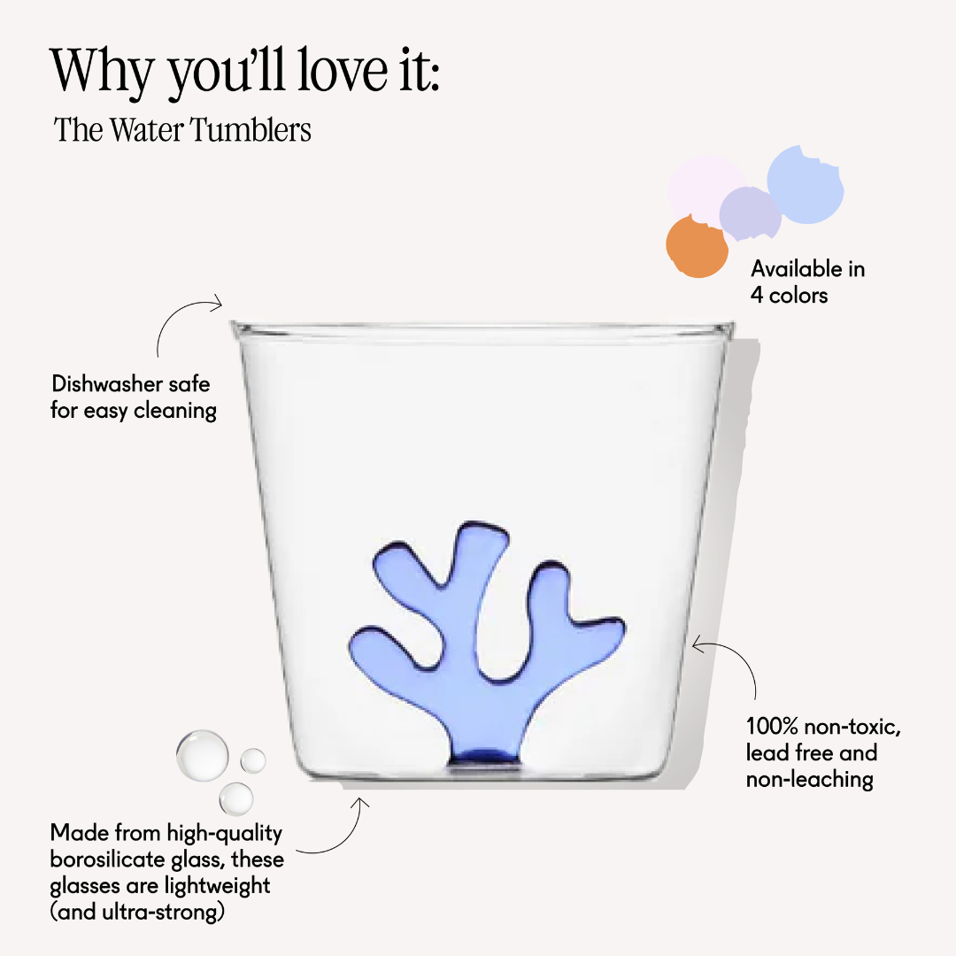 Whimsical Coral Borosilicate Glass Water Tumblers