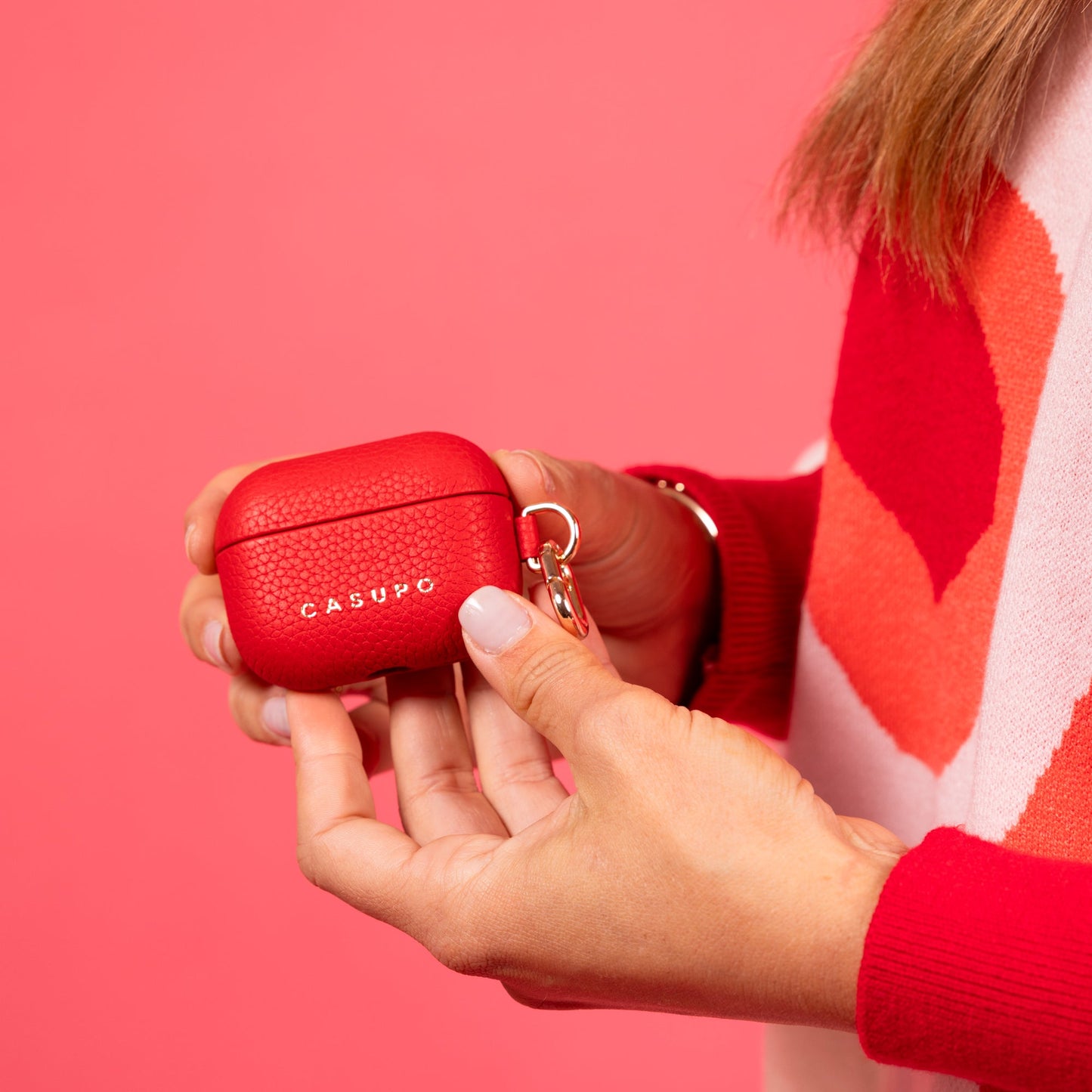 Leather AirPods Pro 2 and AirPods 3 Case - Red