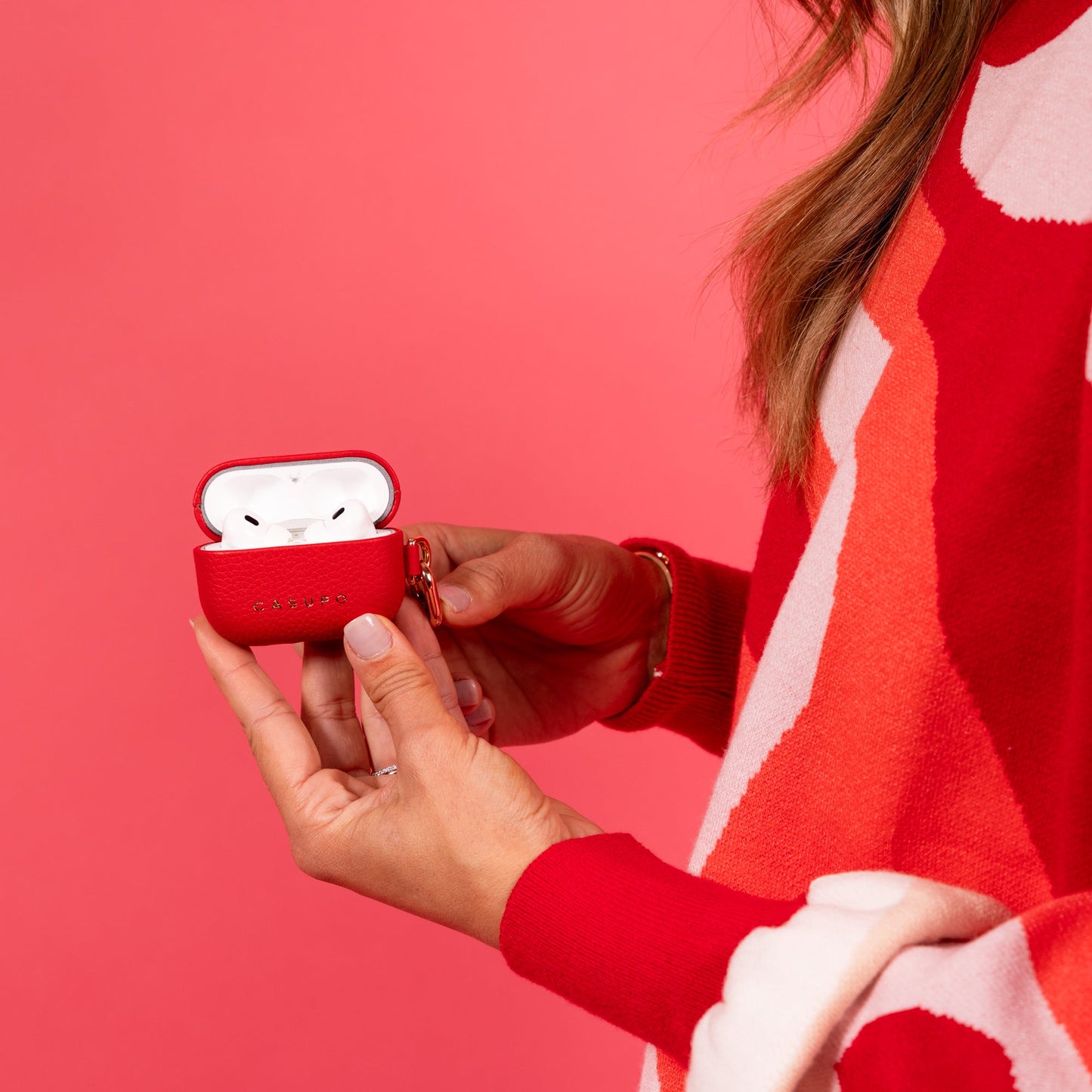 Leather AirPods Pro 2 and AirPods 3 Case - Red