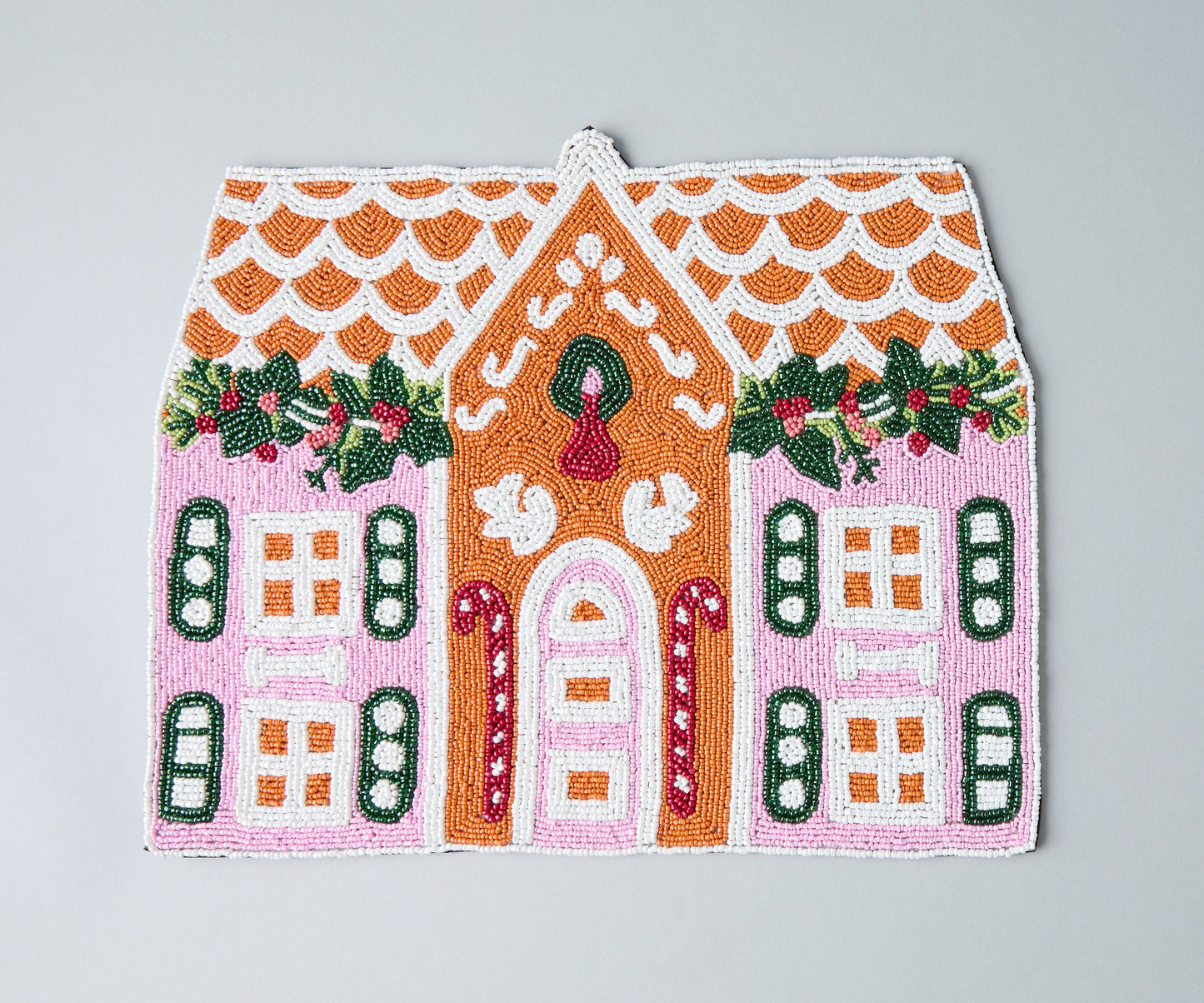 Handcrafted Beaded Placemat -  Gingerbread House