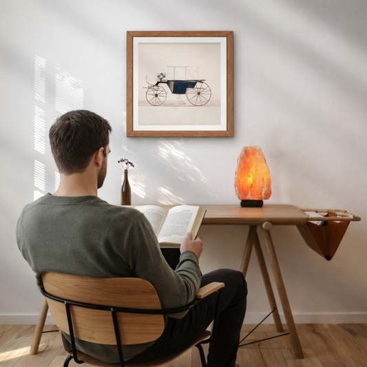 Vintage Car Men's Wall Art- Feat. Hand Drawn Sketch from Late 18th Century