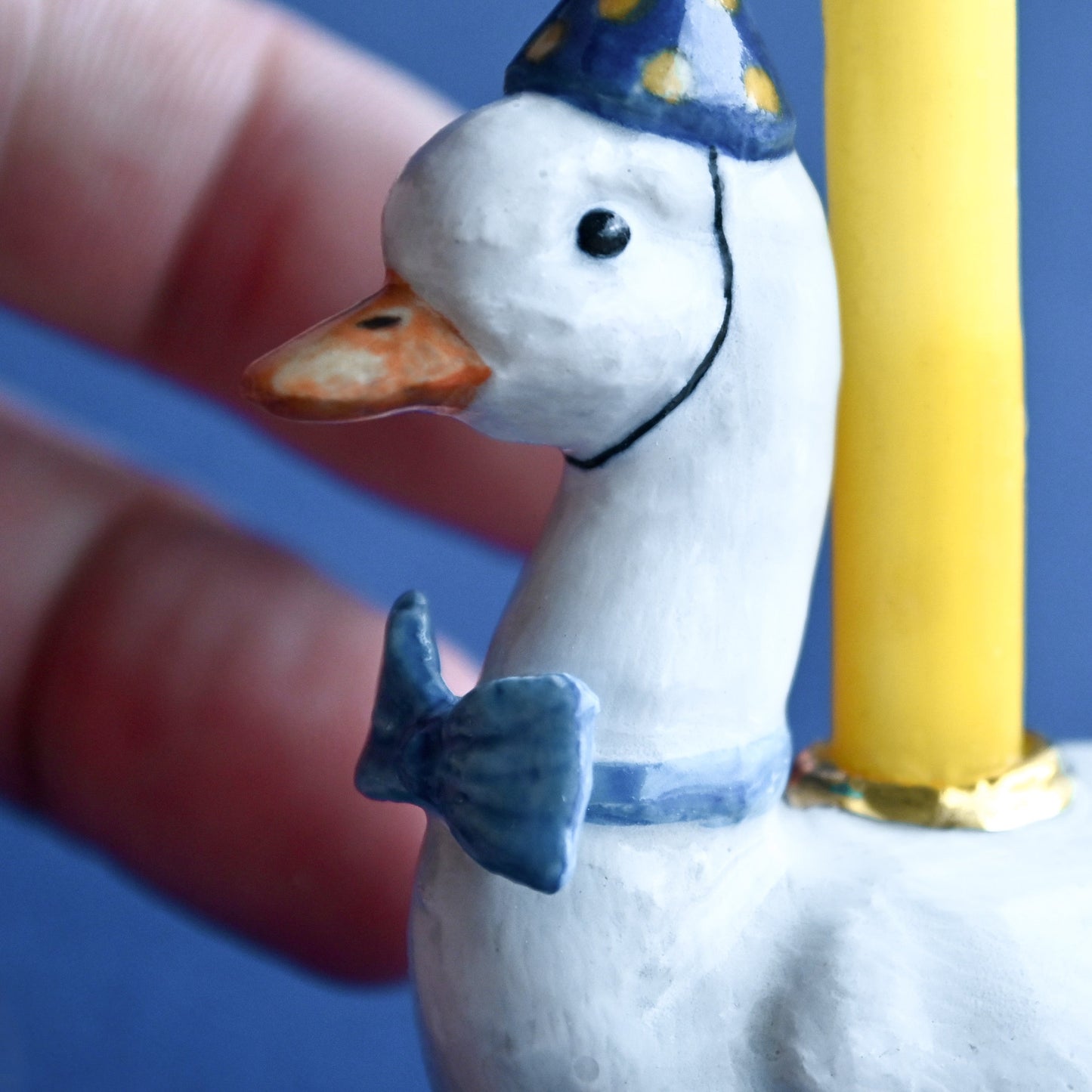 Goose Cake Topper - Blue Bowtie