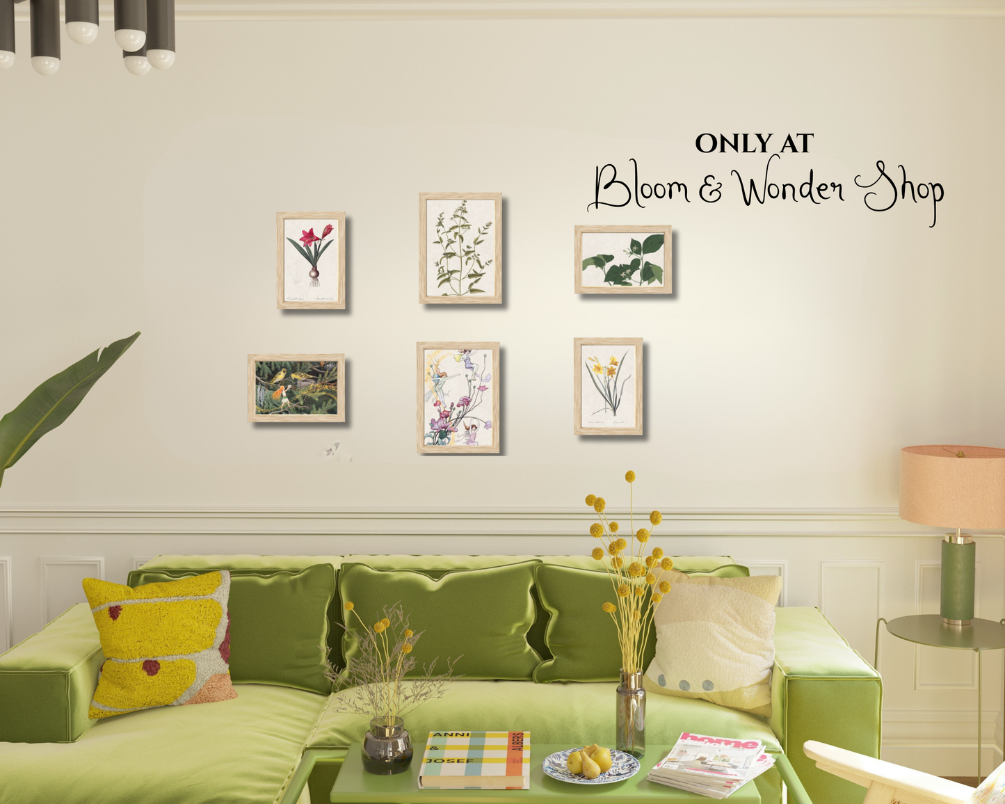 Vintage Botanical Flower Fairies Gallery Wall Art Set - Six Framed Gallery Prints