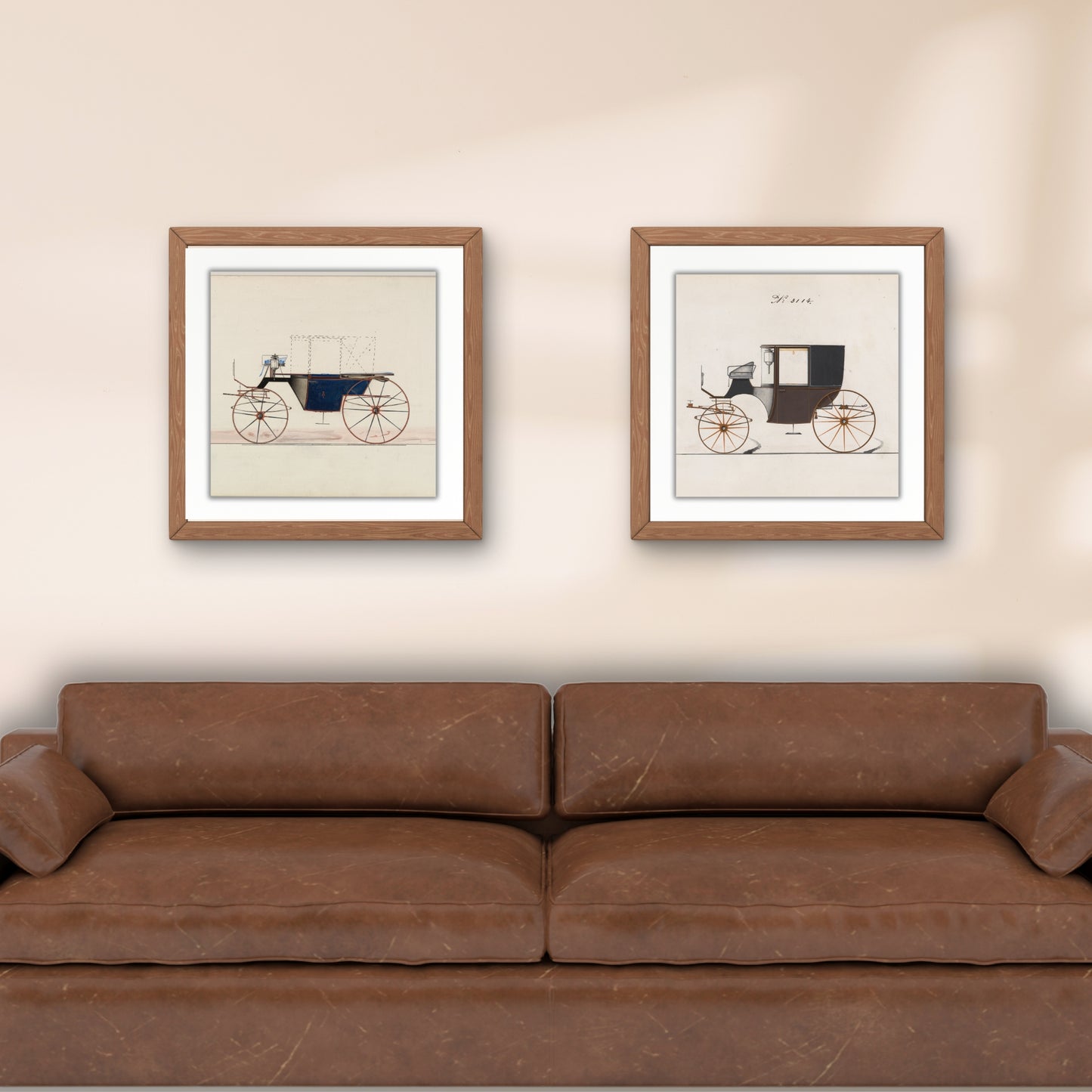 Vintage Moody Wall Art Hand-Sketched Vehicle Design, Set of Two