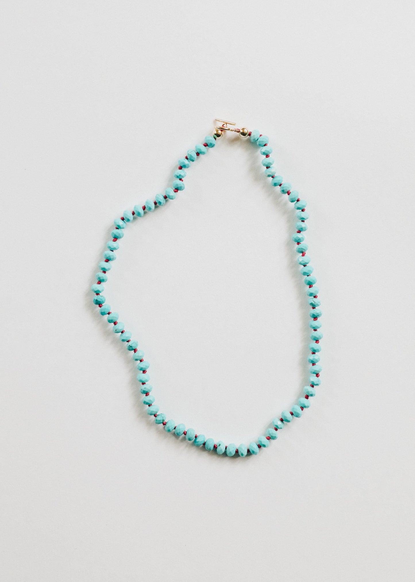 Turquoise Natural Gemstone Necklace - 14k Gold Filled Toggle