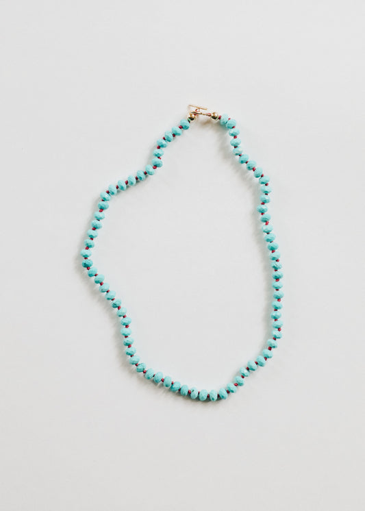 Turquoise Natural Gemstone Necklace - 14k Gold Filled Toggle