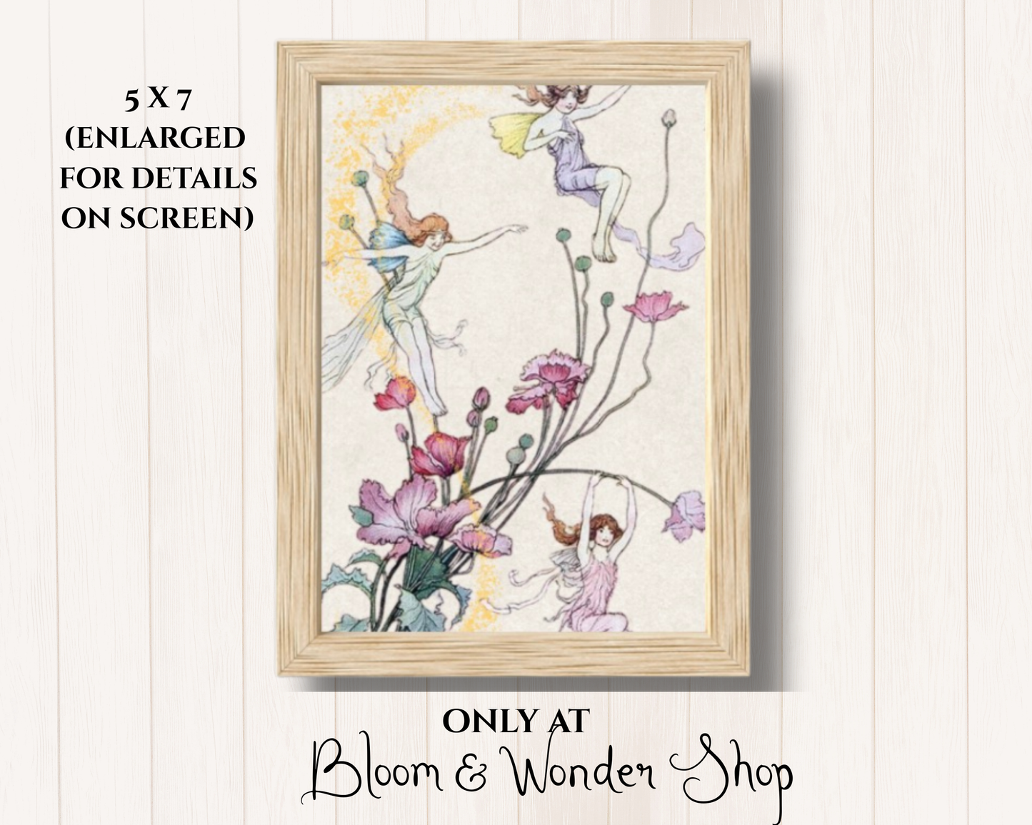 Vintage Botanical Flower Fairies Gallery Wall Art Set - Six Framed Gallery Prints