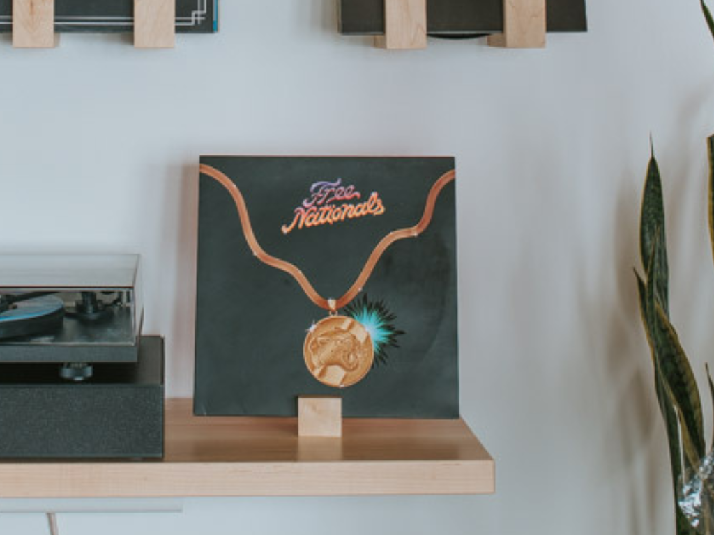 Tabletop Record Display Stand, Natural Hardwood