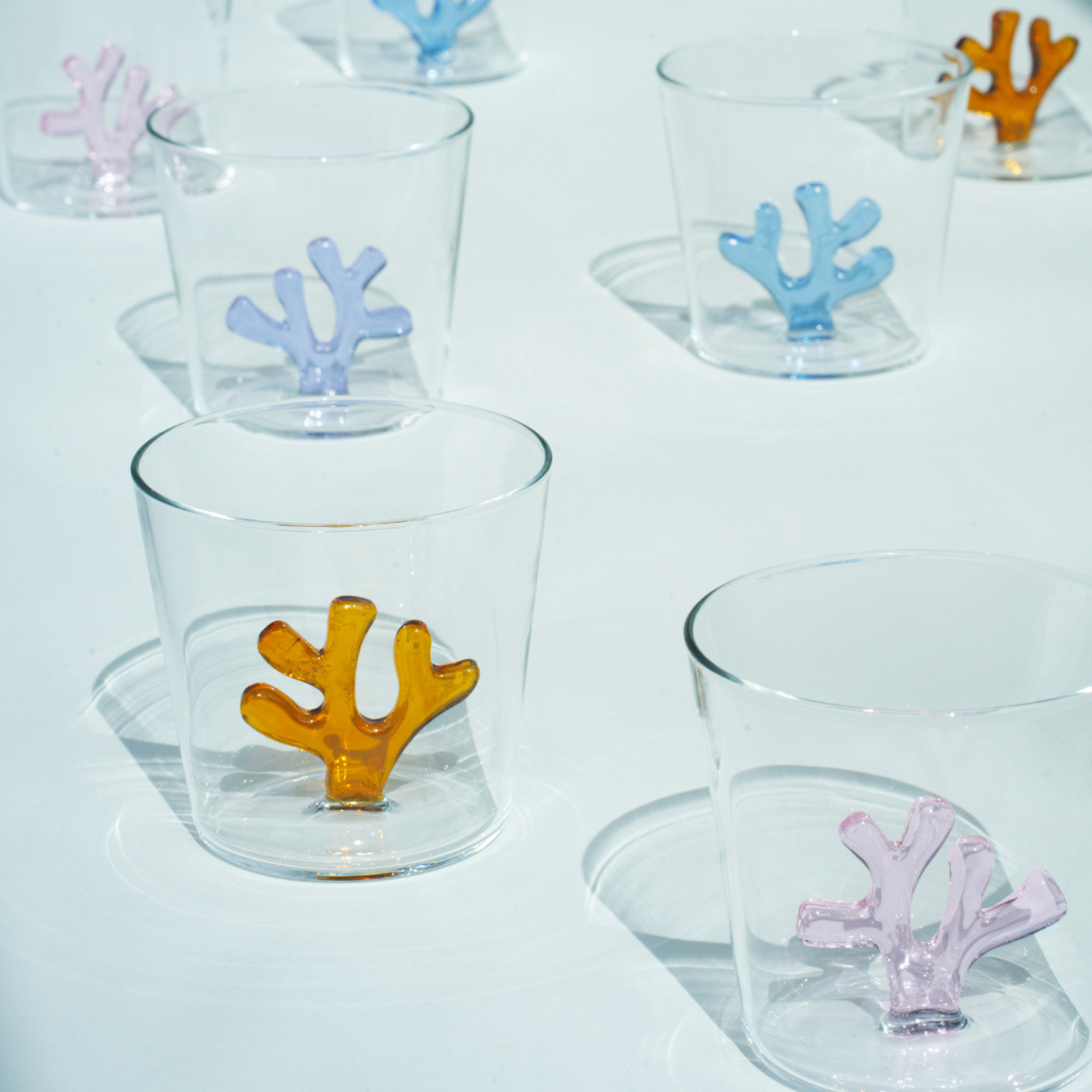 Whimsical Coral Borosilicate Glass Water Tumblers