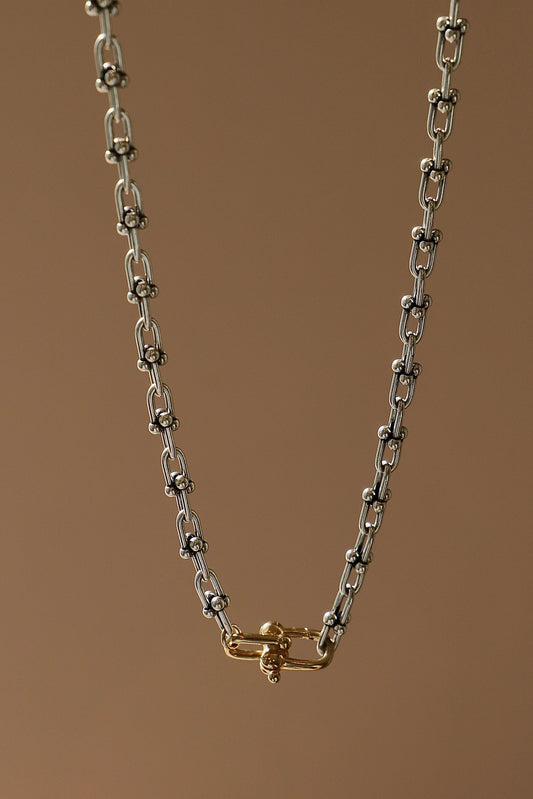 Nova Antique Silver Chain Link Necklace