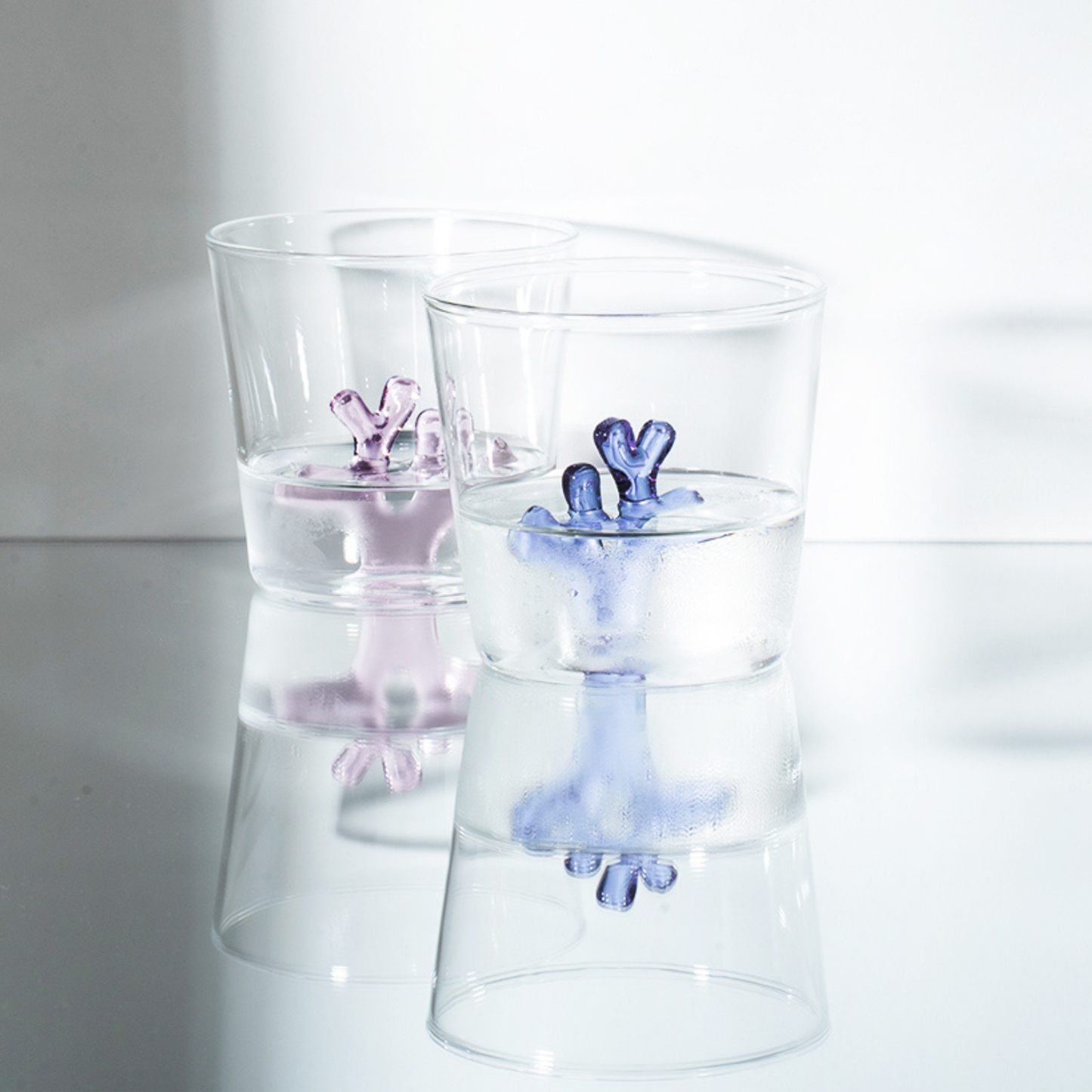 Whimsical Coral Borosilicate Glass Water Tumblers