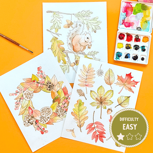 Watercolor Painting Kit - Autumn Leaves