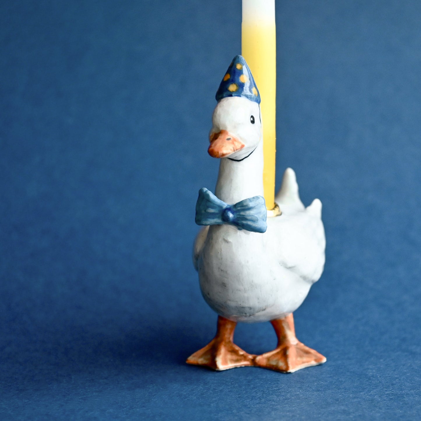 Goose Cake Topper - Blue Bowtie