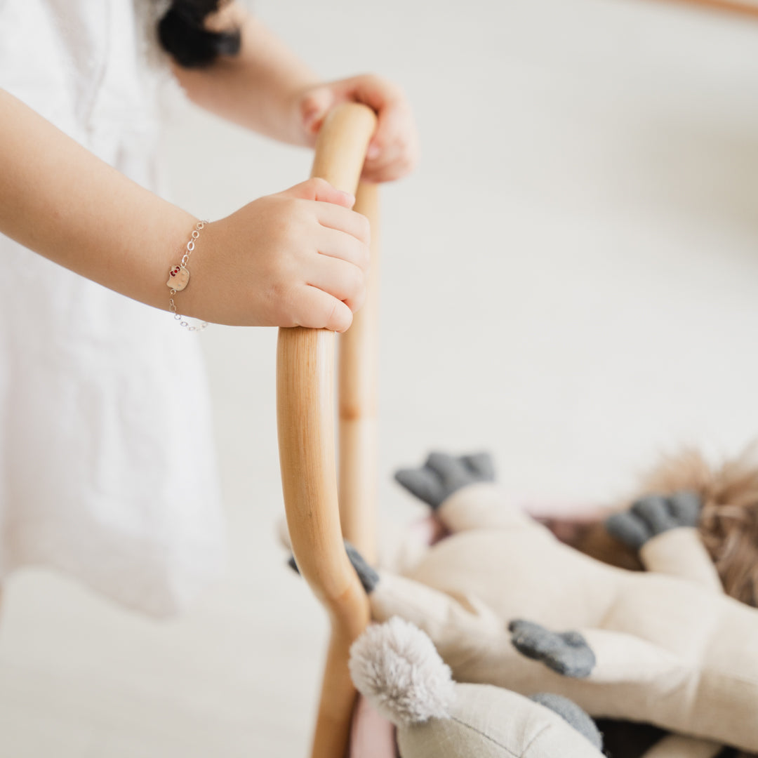 Rattan Crafted Doll Stroller - Colette Pink