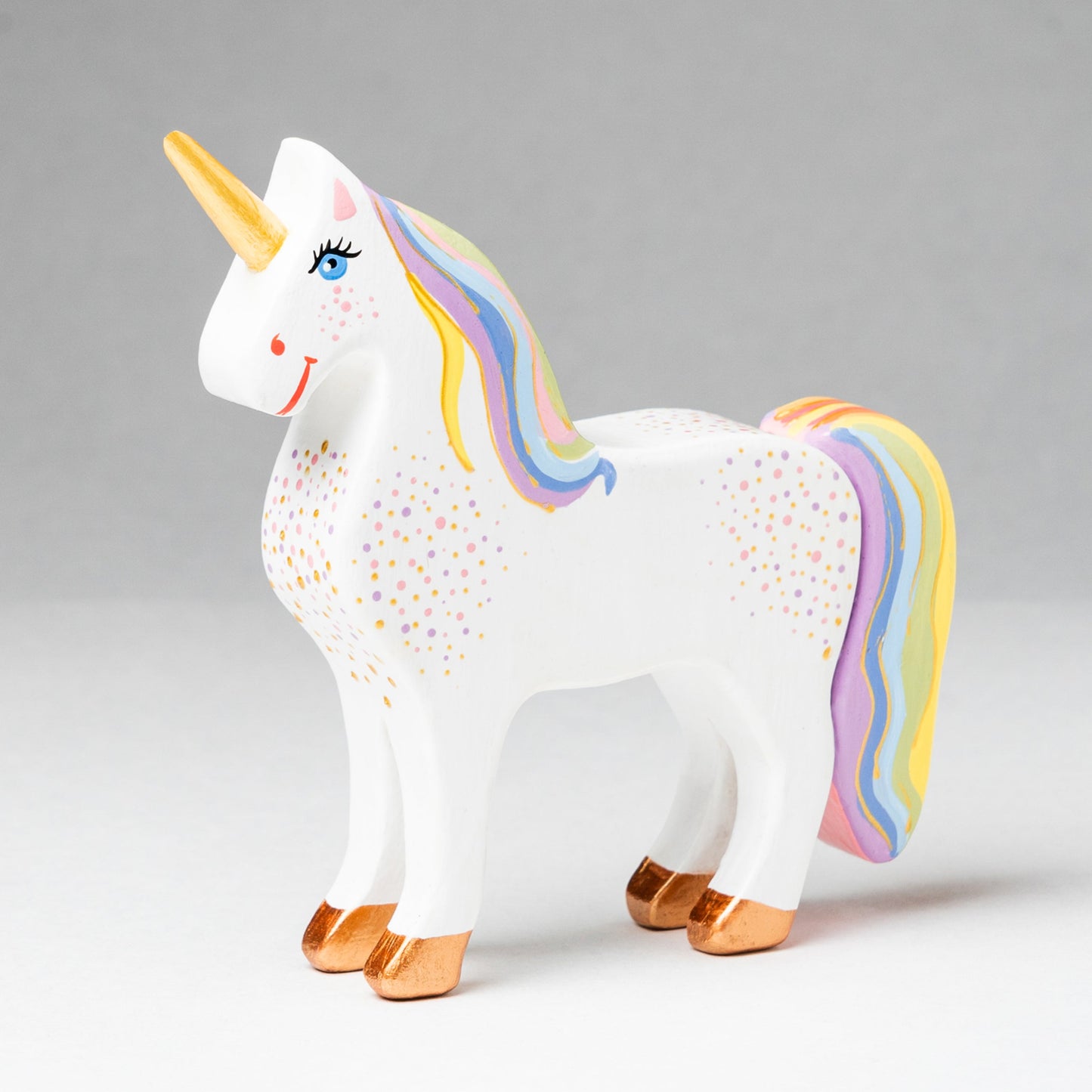 Wooden Unicorn Figure - Rainbow Unicorn Figure for Imaginative Play