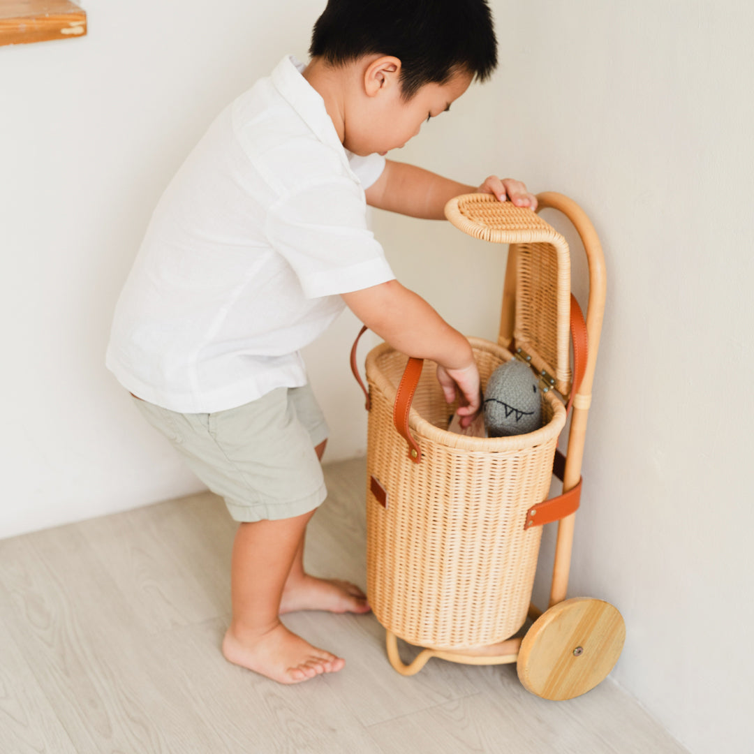 Eric Kids Rattan Shopping Trolley