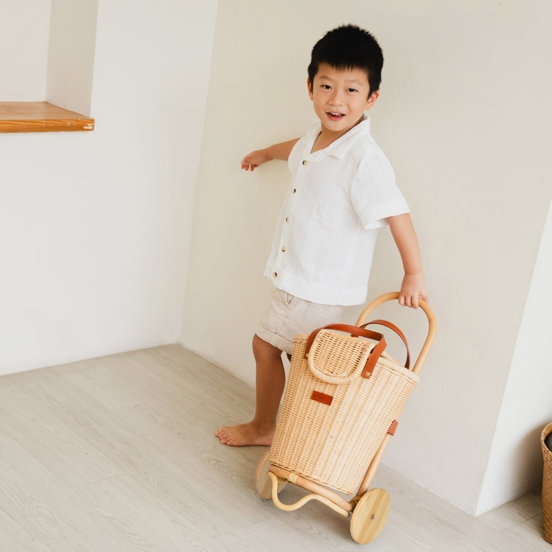 Eric Kids Rattan Shopping Trolley