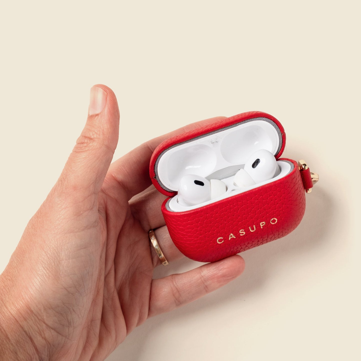 Leather AirPods Pro 2 and AirPods 3 Case - Red