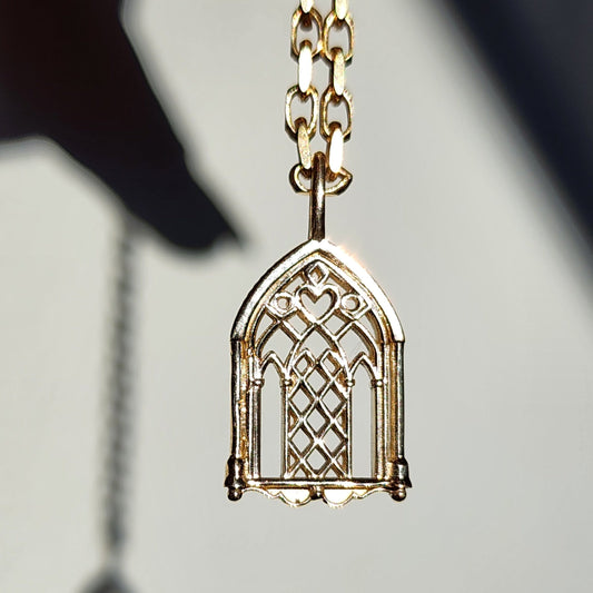 Cathedral Window Solid Gold Pendant
