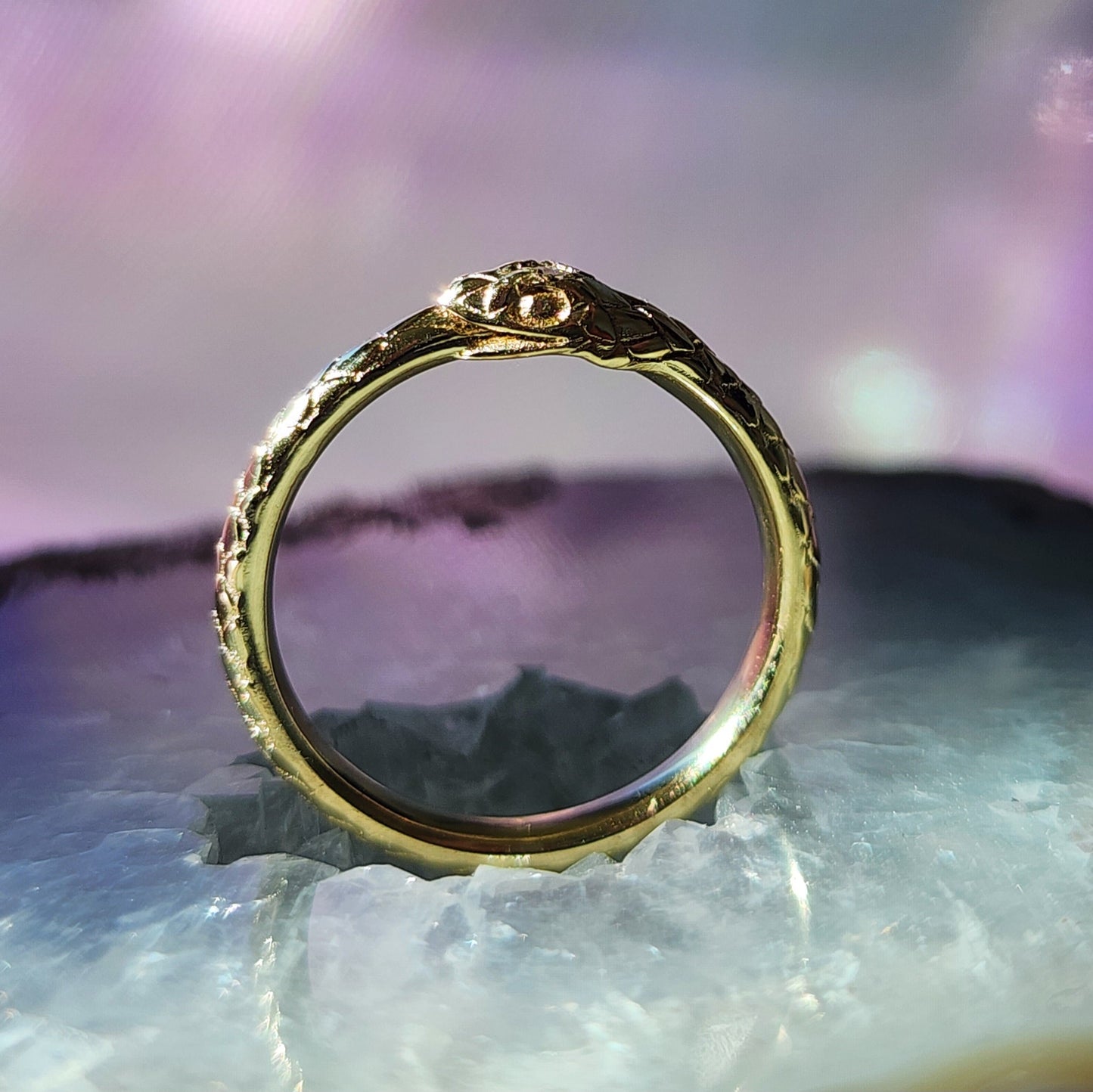 Ouroboro Coiled Snake Ring - Solid Silver or Gold