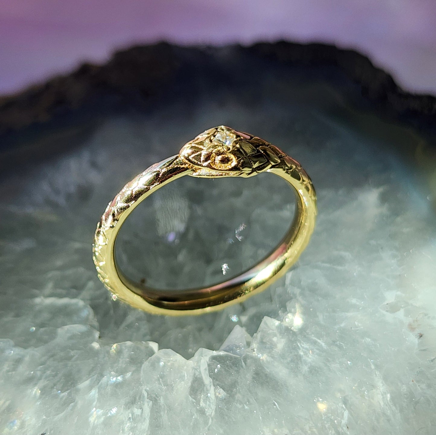 Ouroboro Coiled Snake Ring - Solid Silver or Gold