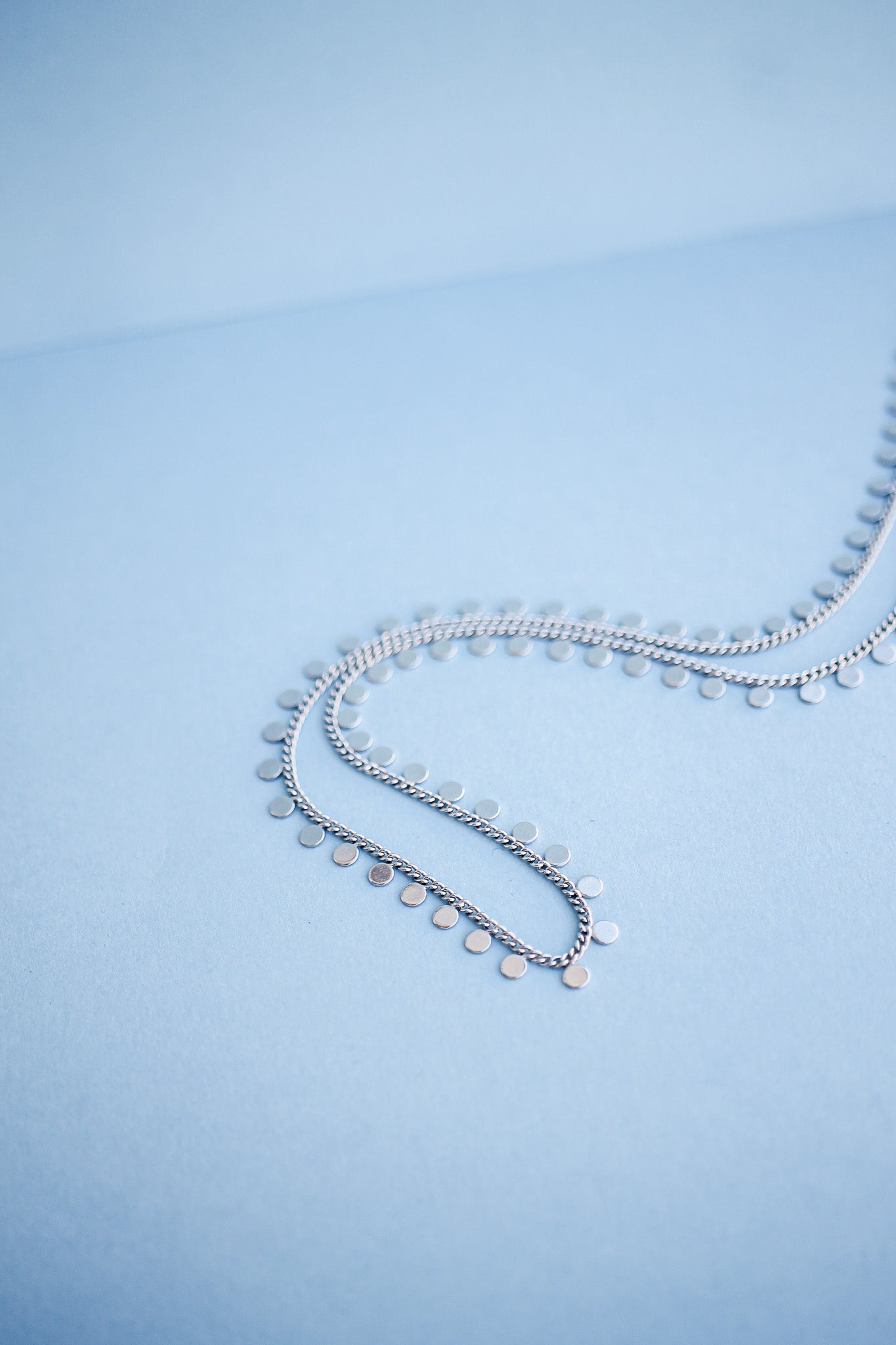 Sabrina Necklace - Rhodium Filled Delicate Coin Chain