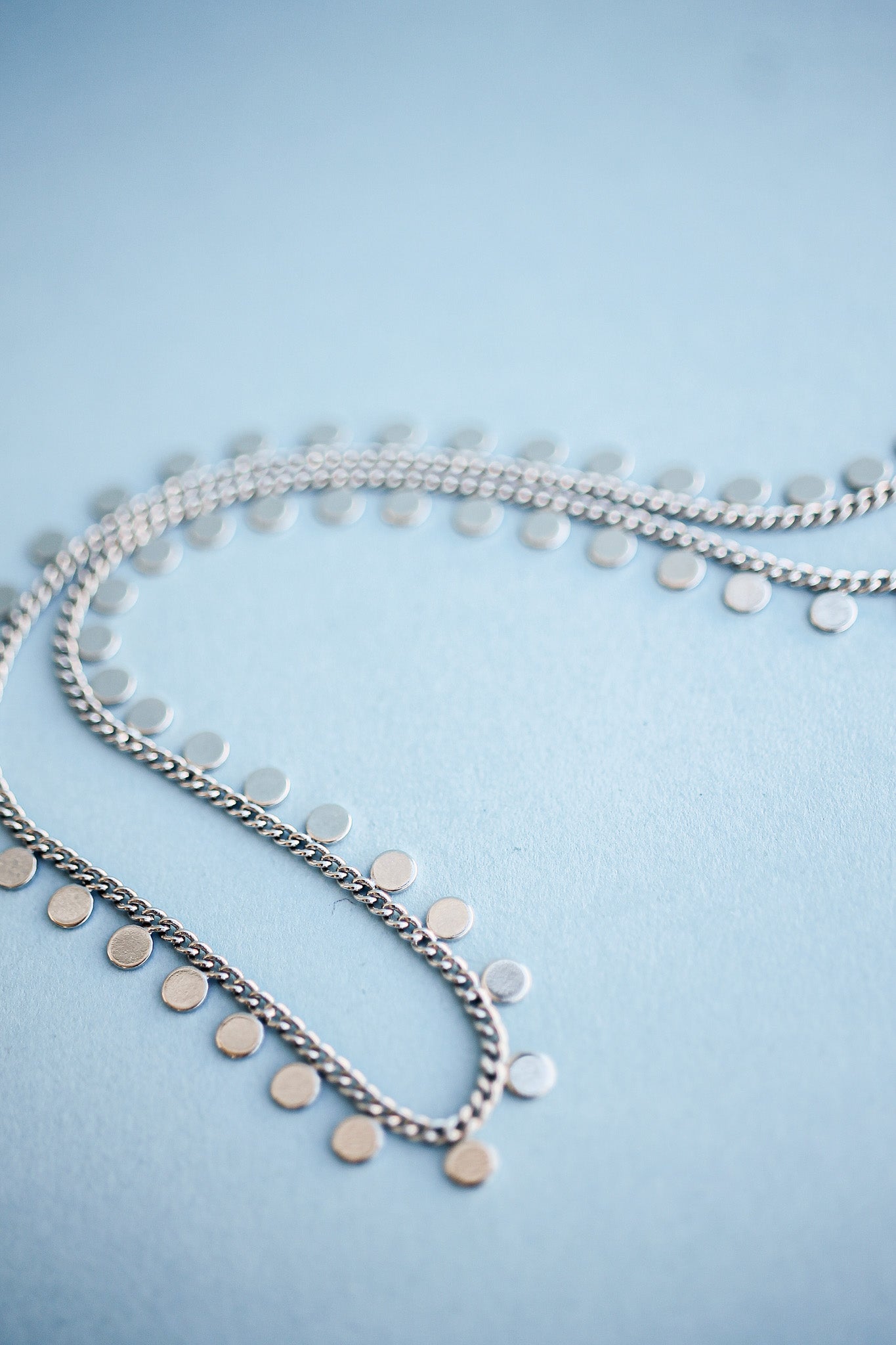 Sabrina Necklace - Rhodium Filled Delicate Coin Chain