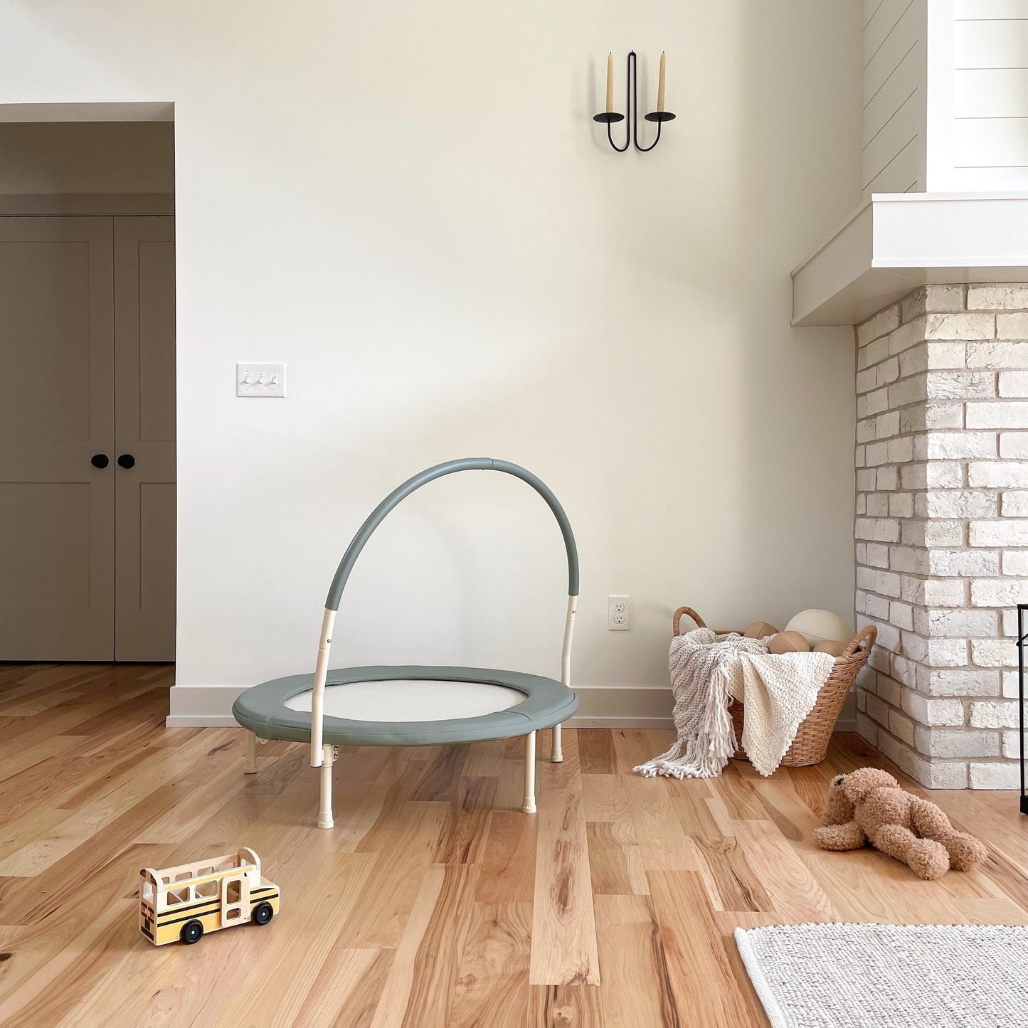 Toddler Mini Indoor Trampoline in Cream or Sage Green