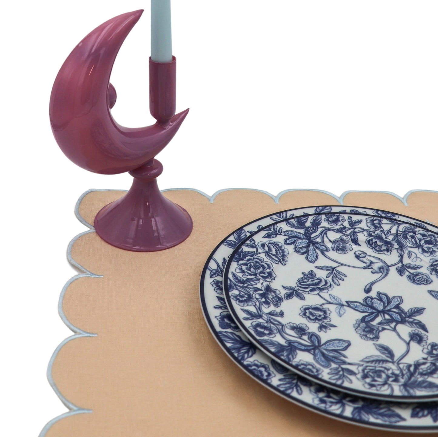 Lavender Crescent Moon Candle Holders - Set of Two