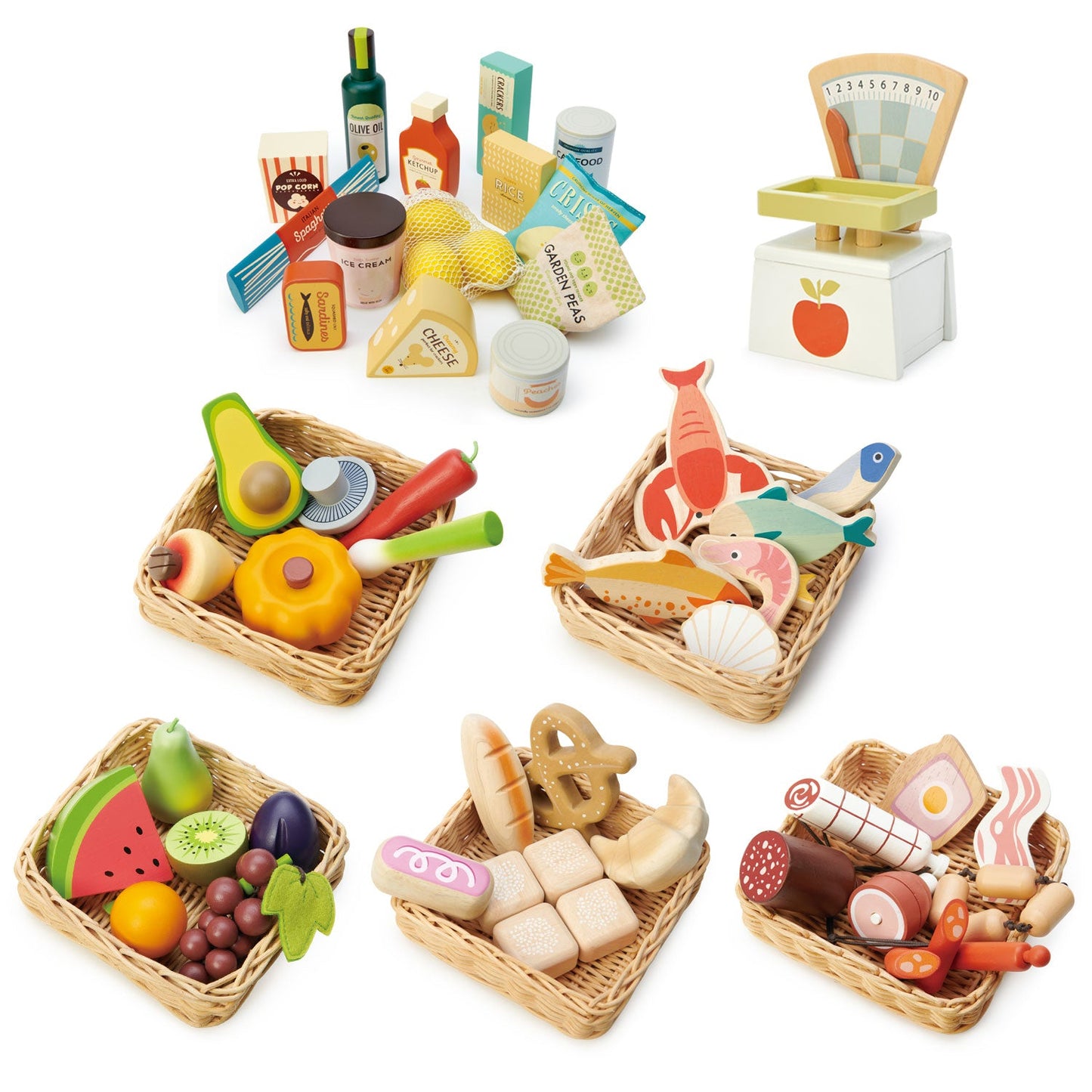 Let's Go Shopping - Full Wooden Play Food Grocery Set