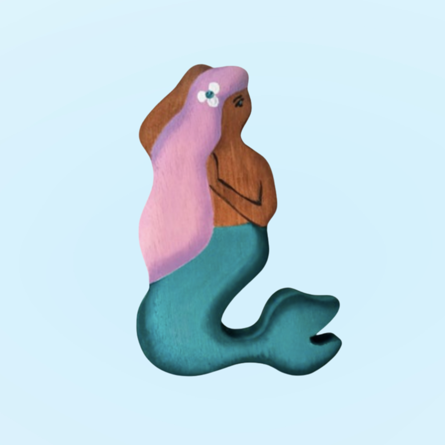 Wooden Mermaid Figure for Imaginative Play