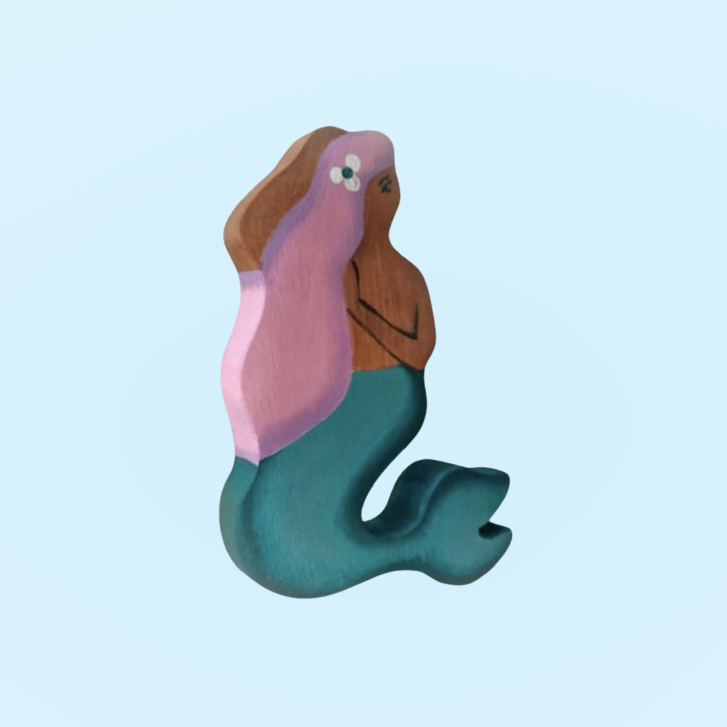 Wooden Mermaid Figure for Imaginative Play