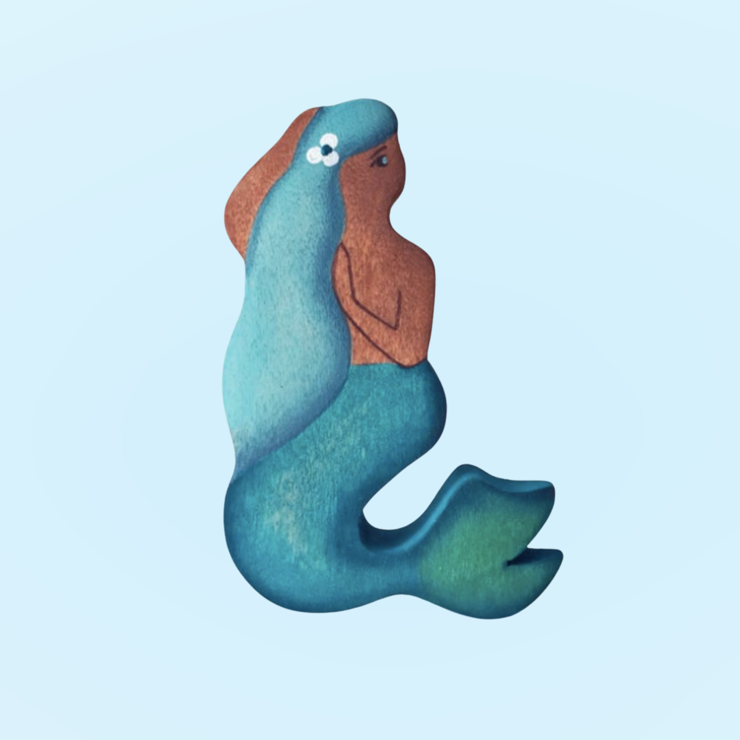 Wooden Mermaid Figure for Imaginative Play