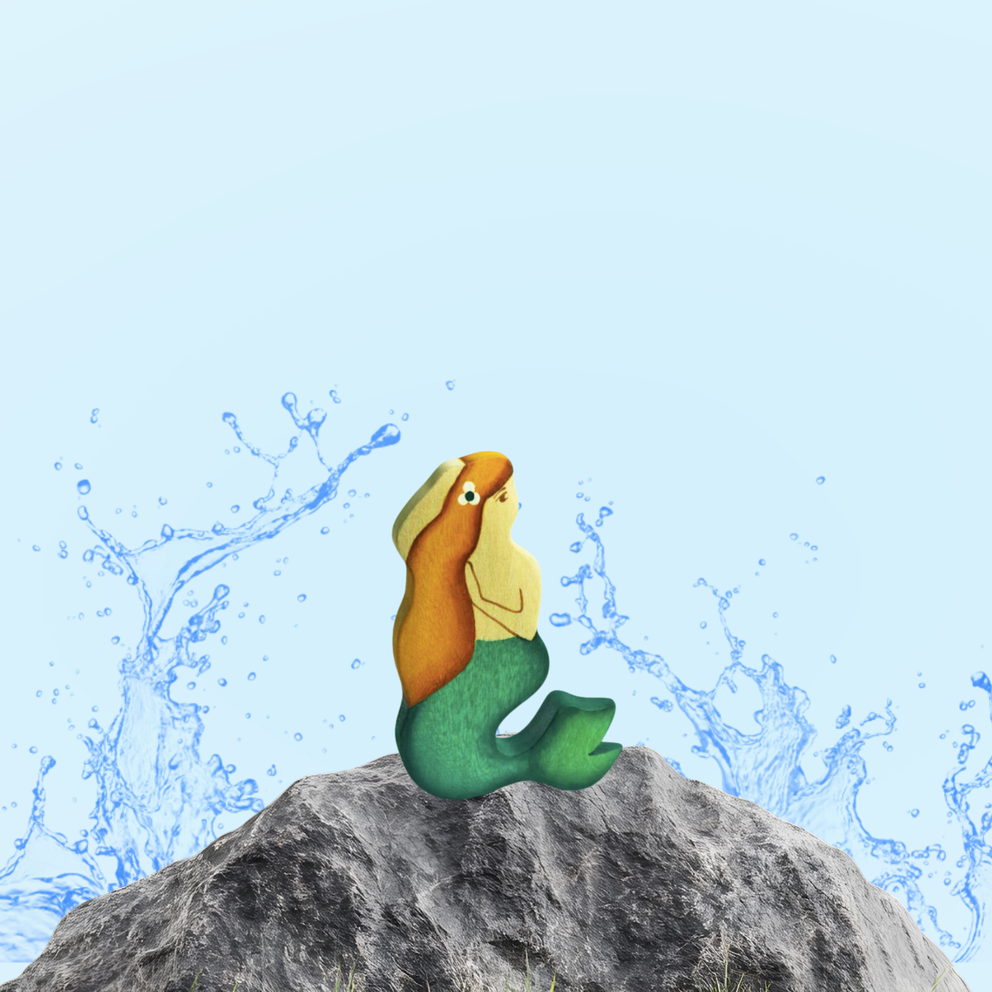 Wooden Mermaid Figure for Imaginative Play