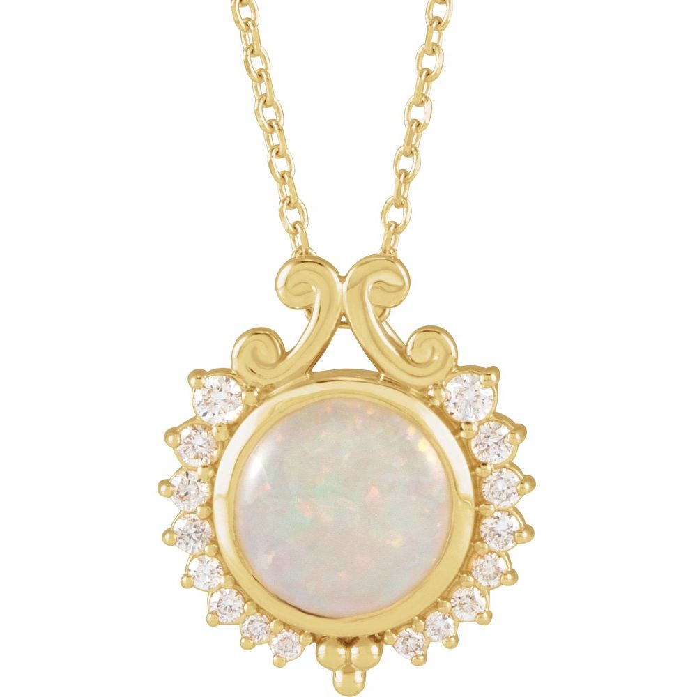 The Dream Pond Opal Necklace - 14K Gold, Opal, and Diamonds