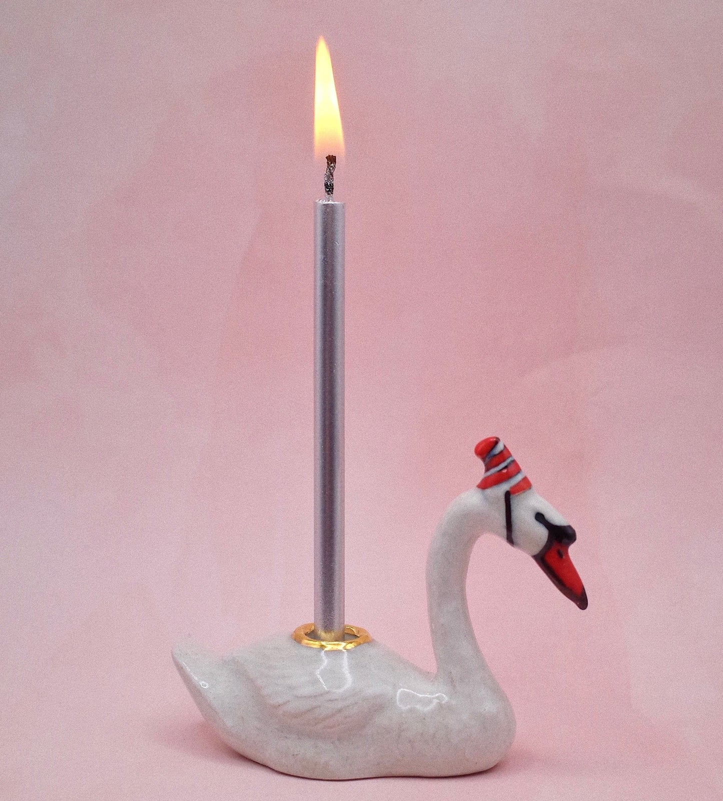 Swan Cake Topper - Graceful Swan Candle Holder
