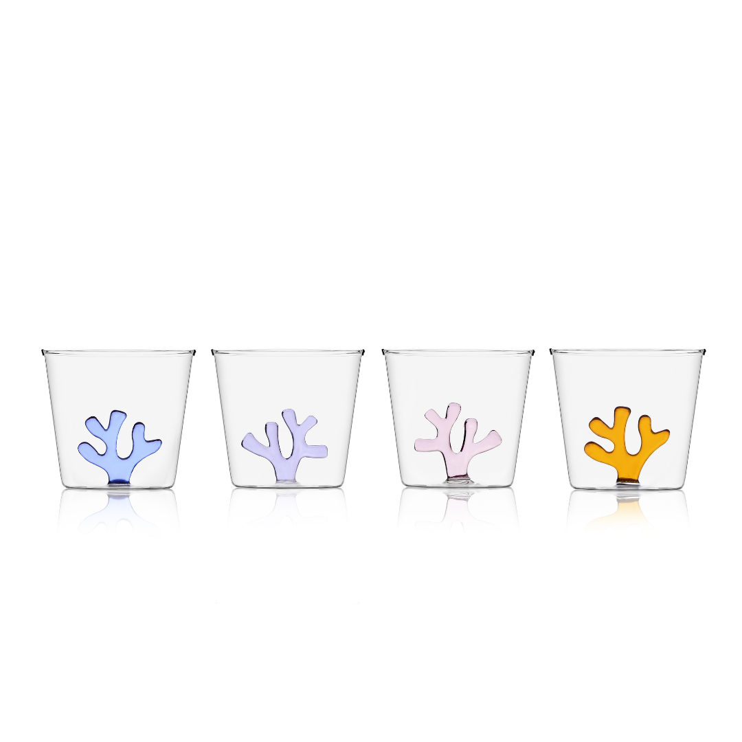 Whimsical Coral Borosilicate Glass Water Tumblers