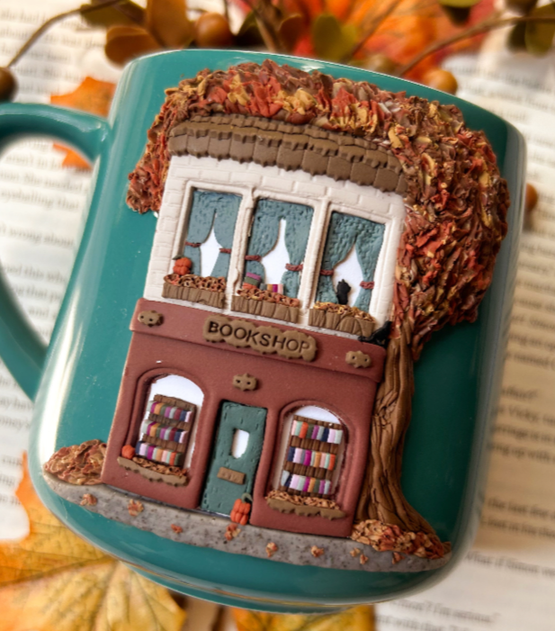 Cozy Fall Bookshop - Handmade Ceramic Mug