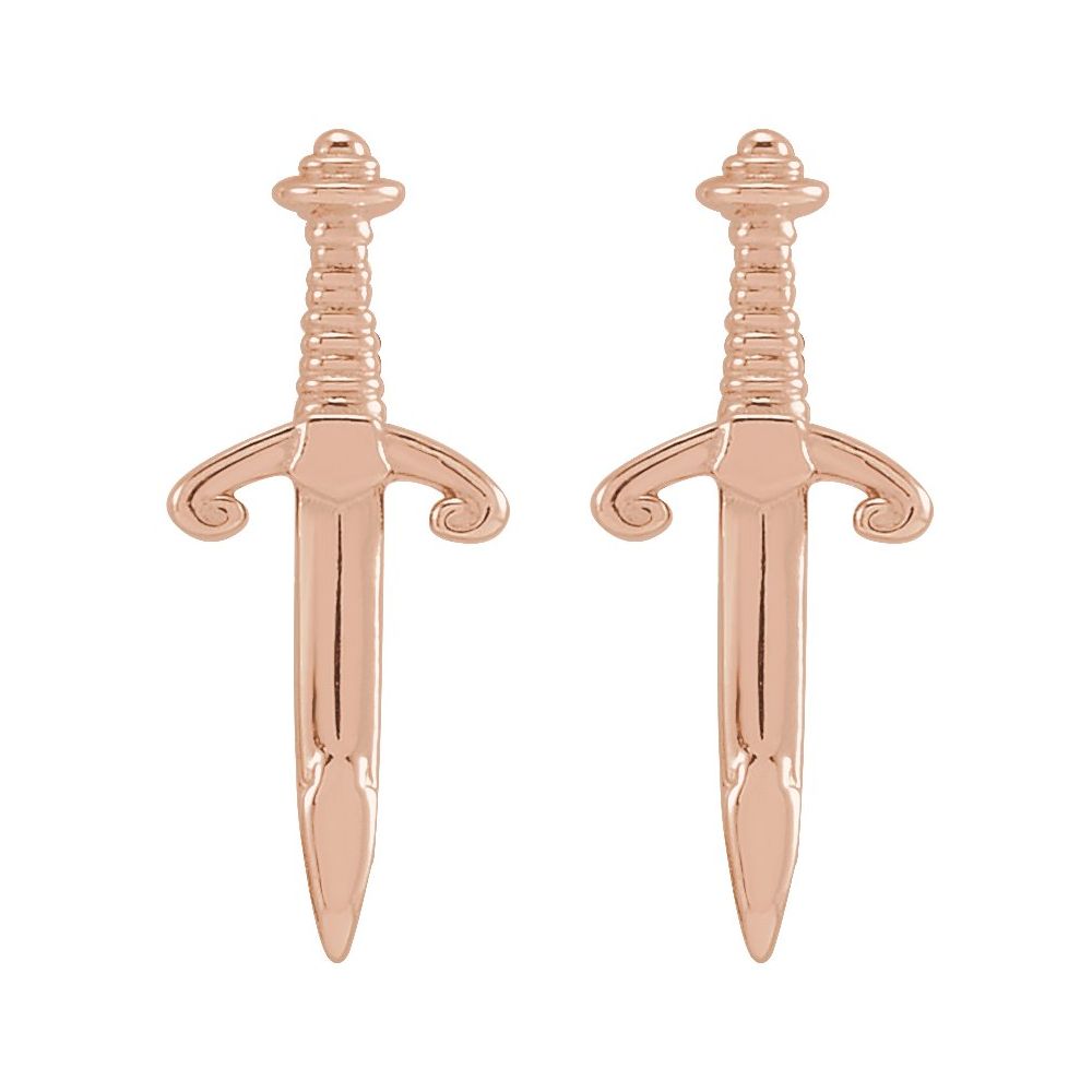 "Heroine" 14K Gold Dagger Stud Earrings
