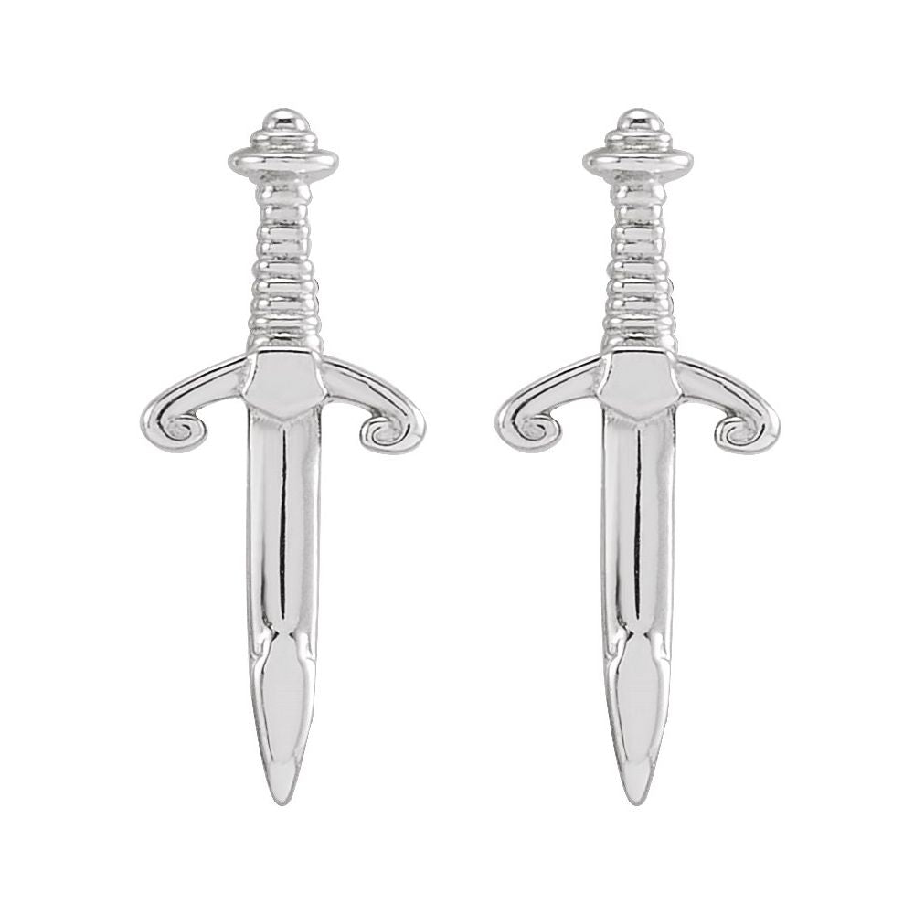 "Heroine" 14K Gold Dagger Stud Earrings