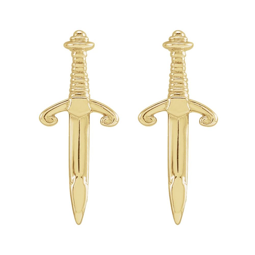 "Heroine" 14K Gold Dagger Stud Earrings