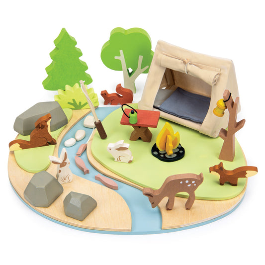 Wildlife Camping with Animals Wooden Playset